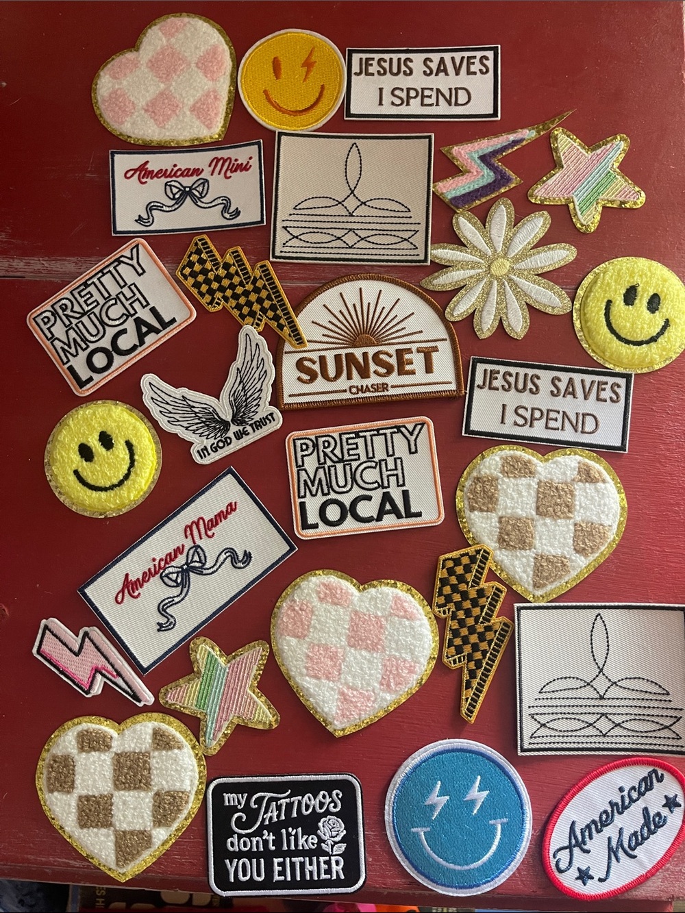 Assorted Pink, Yellow & Blue Embroidered Patch Set